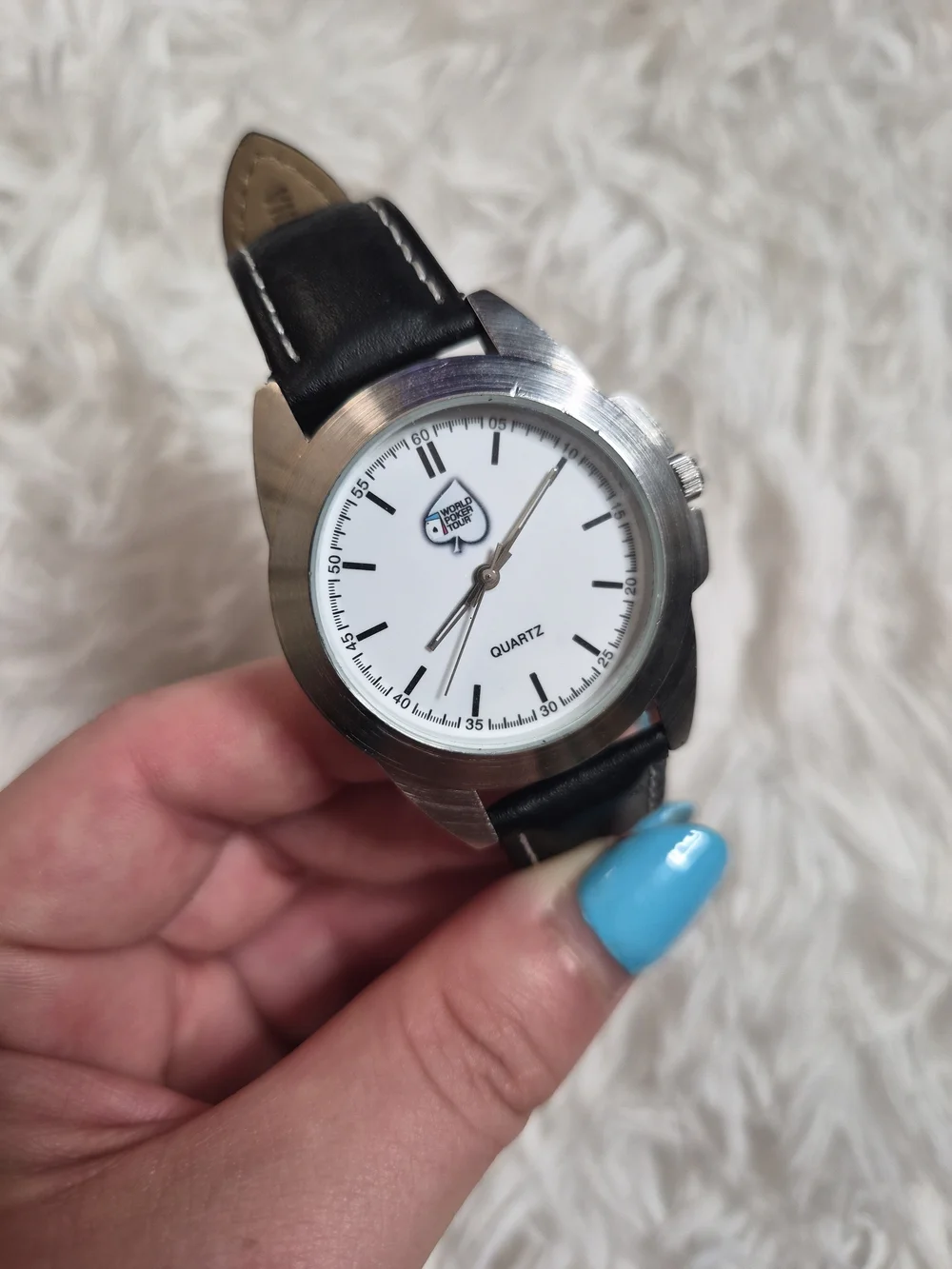 World Poker Tour Watch Black Band Round Face Silver Tone Classic Streetwear ✨️💫